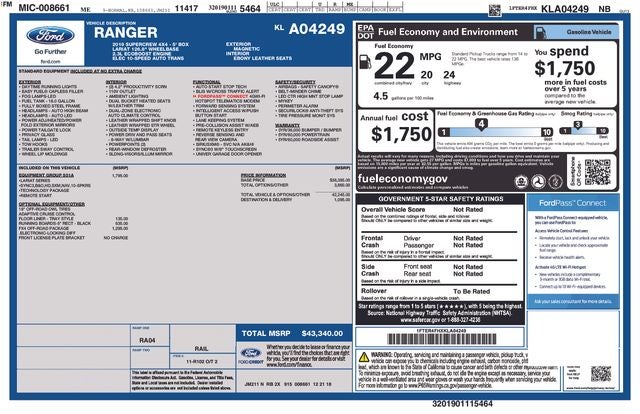 2019 Ford Ranger Lariat