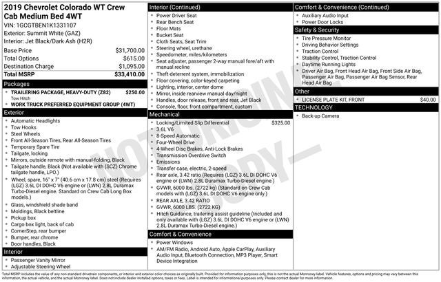 2019 Chevrolet Colorado Work Truck