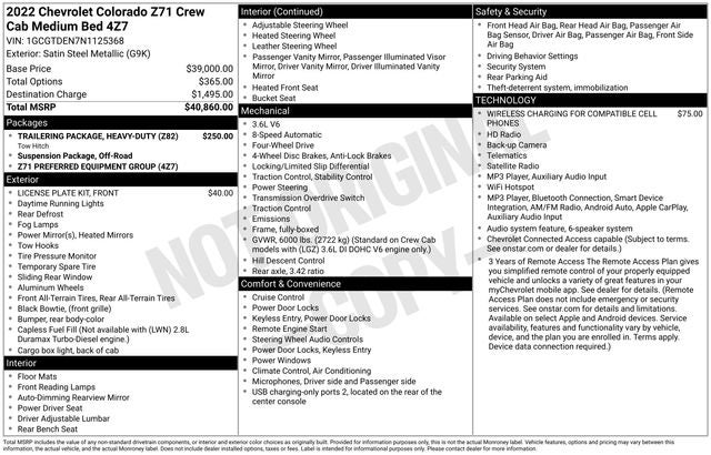 2022 Chevrolet Colorado Z71