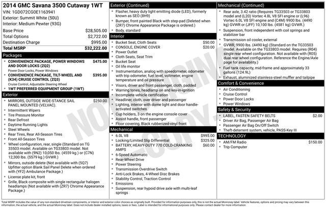 2014 GMC Savana 3500 Work Van