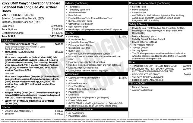 2022 GMC Canyon Elevation Standard