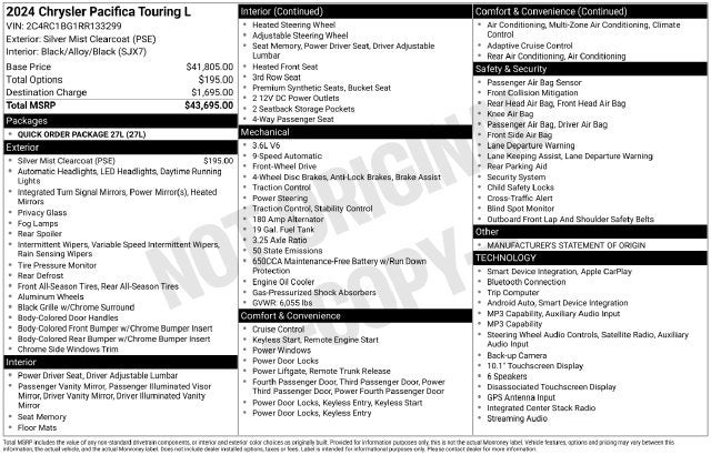 2024 Chrysler Pacifica Touring L