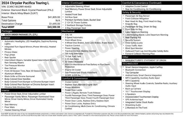 2024 Chrysler Pacifica Touring L