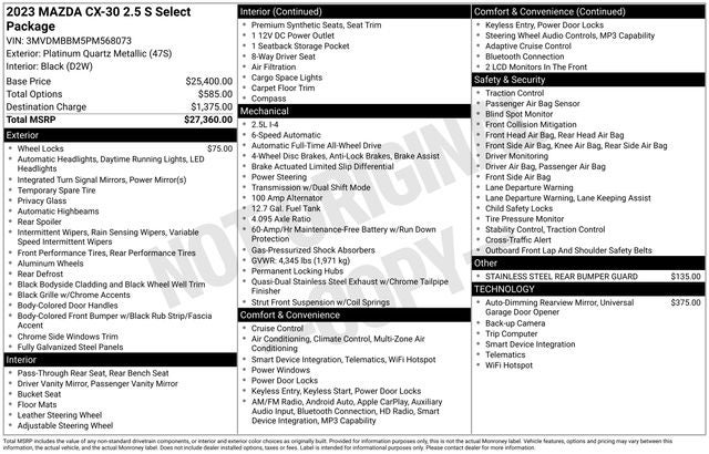 2023 Mazda Mazda CX-30 2.5 S Select Package