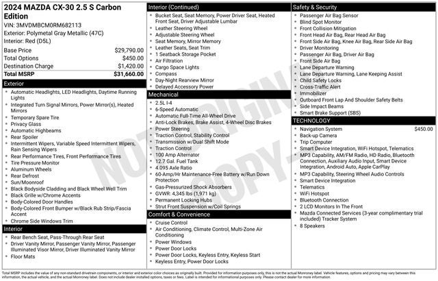 2024 Mazda Mazda CX-30 2.5 S Carbon Edition