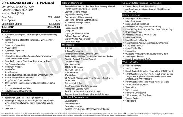 2025 Mazda Mazda CX-30 2.5 S Preferred Package