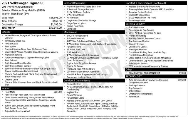 2021 Volkswagen Tiguan 2.0T SE