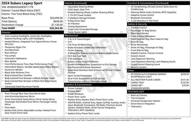 2024 Subaru Legacy Sport