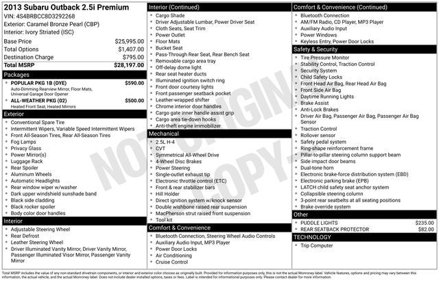 2013 Subaru Outback 2.5i Premium