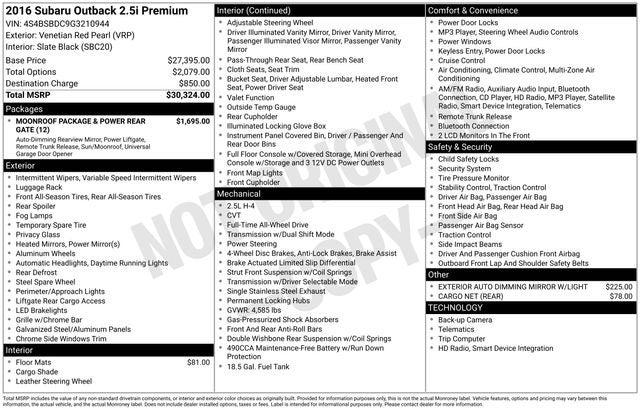 2016 Subaru Outback 2.5i Premium