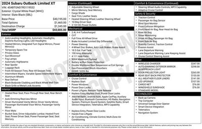 2024 Subaru Outback Limited XT