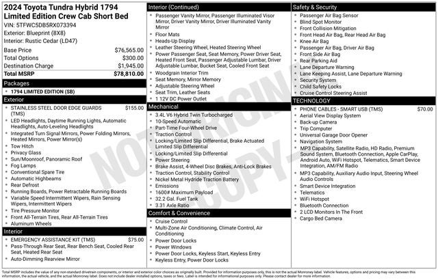 2024 Toyota Tundra Hybrid Limited 1794 Limited Edition HV