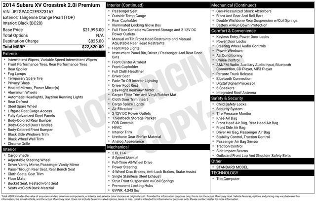 2014 Subaru XV Crosstrek 2.0i Premium