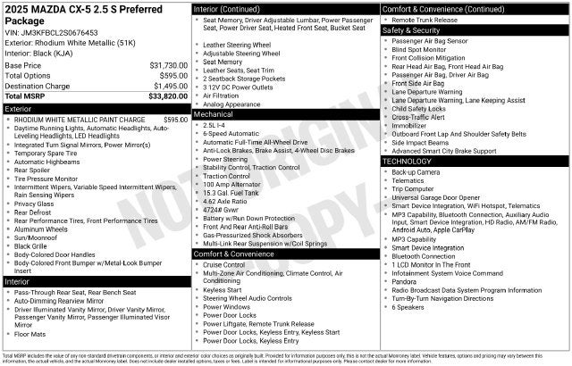 2025 Mazda Mazda CX-5 2.5 S Preferred Package