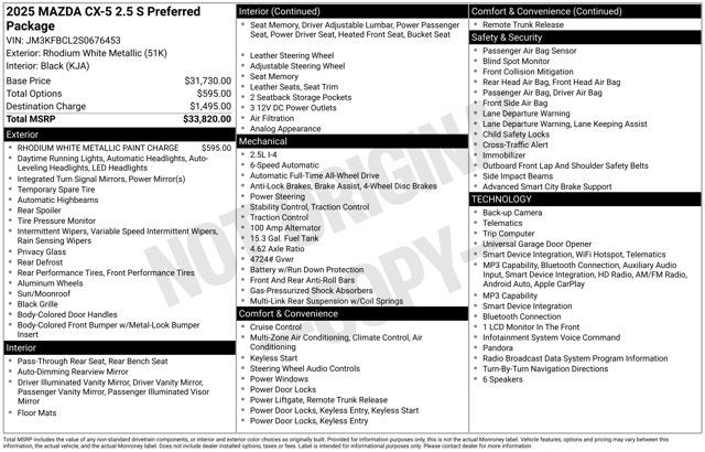 2025 Mazda Mazda CX-5 2.5 S Preferred Package