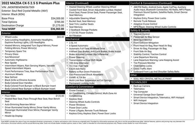 2022 Mazda Mazda CX-5 2.5 S Premium Plus Package