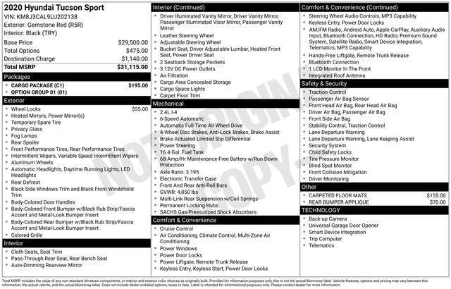 2020 Hyundai Tucson Sport