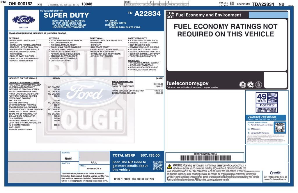 2026 Ford F-600SD XL 169 WB