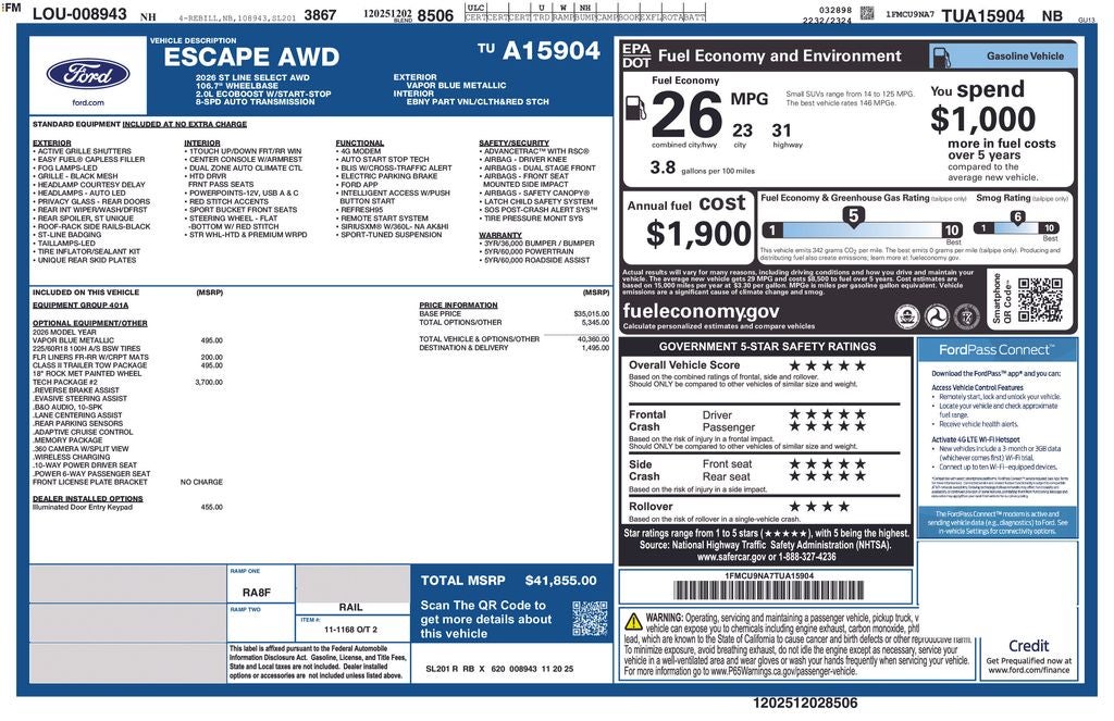 2026 Ford Escape ST-Line Select