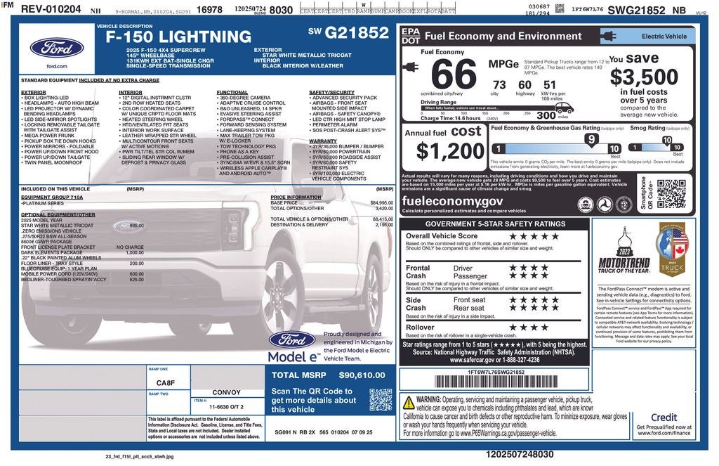 2025 Ford F-150 Lightning Platinum