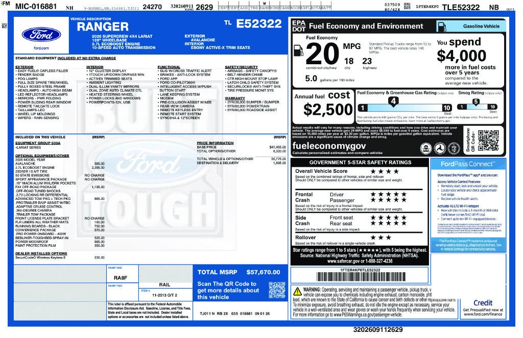 2026 Ford Ranger Lariat