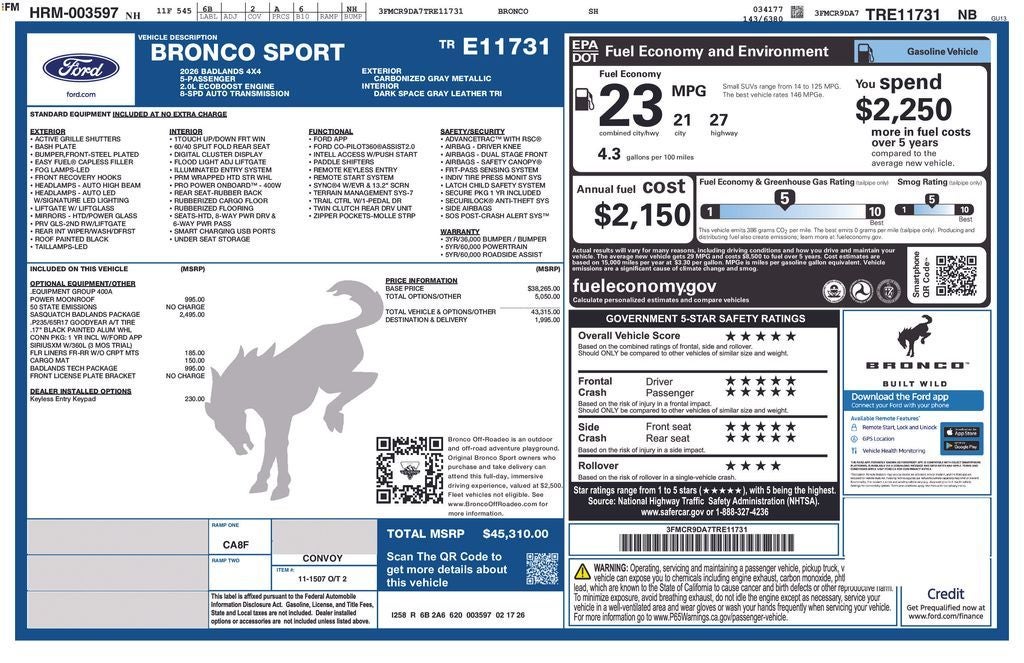2026 Ford Bronco Sport Badlands