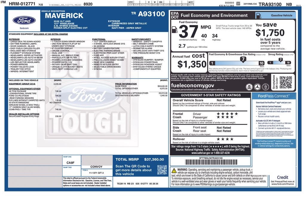 2026 Ford Maverick XLT